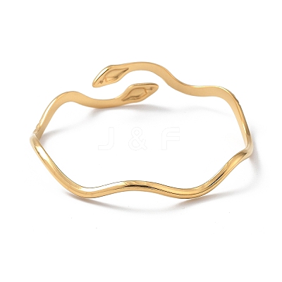 Ion Plating(IP) 304 Stainless Steel Cuff Bangles for Women BJEW-Z078-09G-1