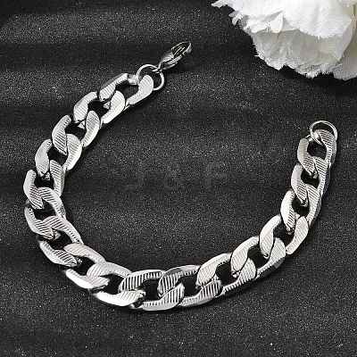 201 Stainless Steel Cuban Link Chains Bracelets for Women Men STAS-T077-19A-01P-1