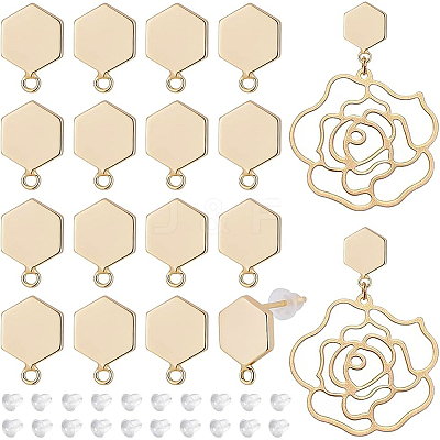 8 Pairs Brass Stud Earring Findings KK-BC0008-56-1