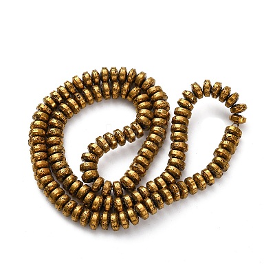 Electroplated Natural Lava Rock Beads Strands G-A256-E01-01F-1