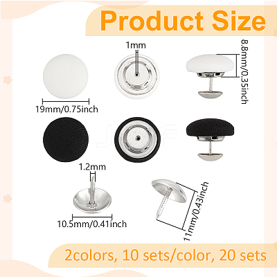 2 colors 20 sets Cloth Covered Alloy Buttons BUTT-PH0001-39-1