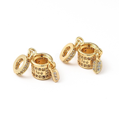 Rack Plating Brass Micro Pave Clear Cubic Zirconia European Dangle Charms LS-KK-E060-16G-1
