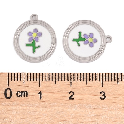 304 Stainless Steel Enamel Pendants STAS-L022-177B-P-1