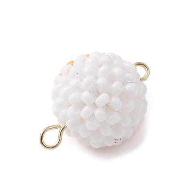 Halloween Glass Peal & Glass Seed Beaded Round Eye Links Connector Charms PALLOY-MZ00948-04-1