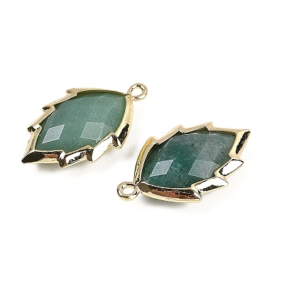 Natural Green Aventurine Faceted Leaf Pendants G-I375-04G-18-1