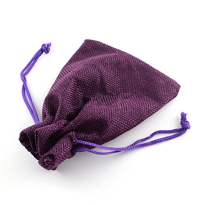 Polyester Imitation Burlap Packing Pouches Drawstring Bags X-ABAG-R005-18x13-10-1