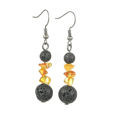 3 Pairs 3 Styles Natural Gemstone Beaded Dangle Earrings EJEW-JE07091-1