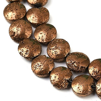 Electroplated Natural Lava Rock Beads Strands G-K388-01B-1