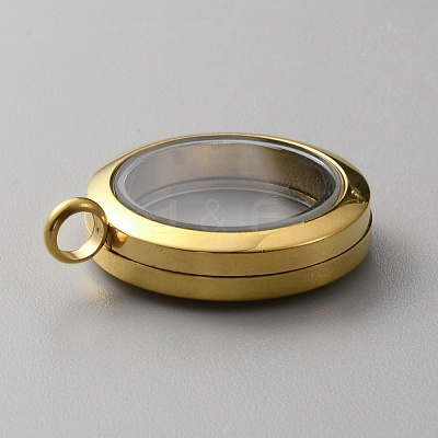304 Stainless Steel Locket Pendants STAS-WH0027-44G-1