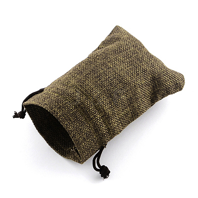 Polyester Imitation Burlap Packing Pouches Drawstring Bags X-ABAG-R005-9x7-05-1