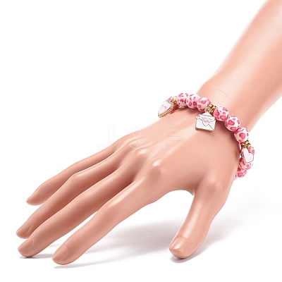 Resin Round Beaded Stretch Bracelet BJEW-JB08676-1