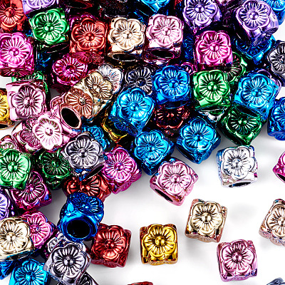 100Pcs UV Plating Opaque Acrylic European Beads PACR-TA0001-32A-1