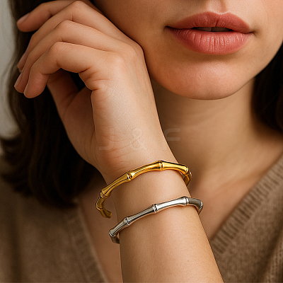 2Pcsc 2 Colors 304 Stainless Steel Cuff Bangles BJEW-GO0001-18-1