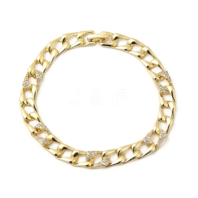Brass Micro Pave Clear Cubic Zirconia Link Chain Bracelet for Women BJEW-H630-07G-1