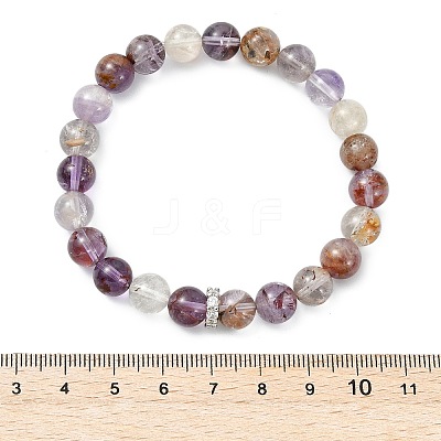 Natural Rutilated Quartz Beads Stretch Bracelets for Women Men BJEW-JB14038-1