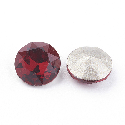 Pointed Back & Back Plated Glass Rhinestone Cabochons RGLA-J012-10mm-208-1
