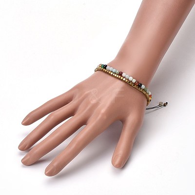 Natural Flower Amazonite Beads Multi-Strand Bracelets BJEW-JB04120-02-1