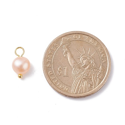 Natural Cultured Freshwater Pearl Charms PALLOY-JF01098-02-1