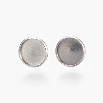 Tarnish Resistant Eco-Friendly 316 Surgical Stainless Steel Stud Earring Settings STAS-F181-01P-12mm-1