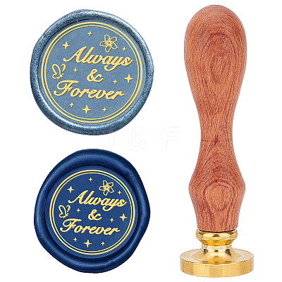 Brass Wax Seal Stamps with Wood Handle AJEW-WH0412-0114-1