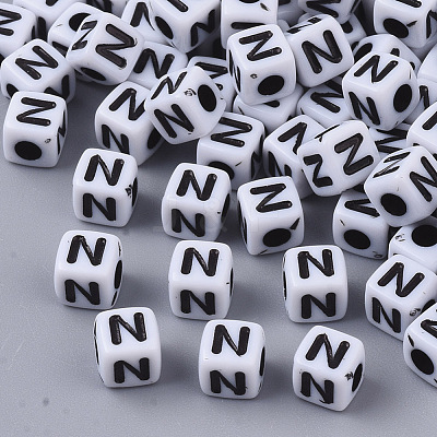 White Opaque Acrylic Beads MACR-R869-02N-1