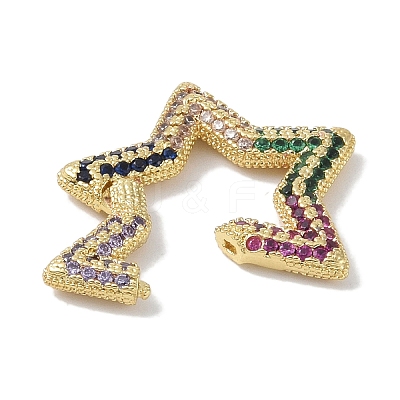 Rack Plating Brass Micro Pave Cubic Zirconia Twister Clasps KK-NH0002-14G-02-1