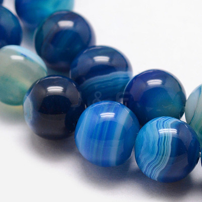 Natural Striped Agate/Banded Agate Bead Strands G-K166-13-6mm-1