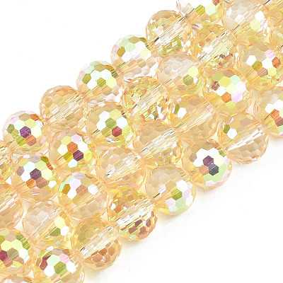 Electroplate Transparent Glass Beads Strands EGLA-N002-31-C04-1