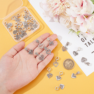 32Pcs 4 Styles Tibetan Style Alloy European Dangle Charms FIND-UN0015-62-1