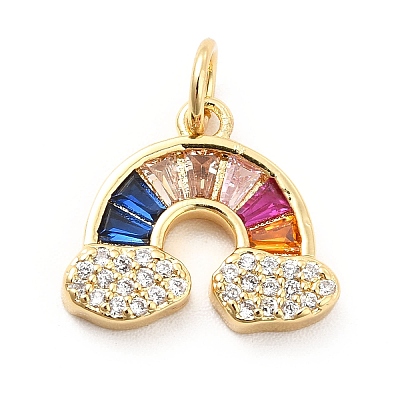 Rack Plating Brass Cubic Zirconia Charm KK-K270-01G-1