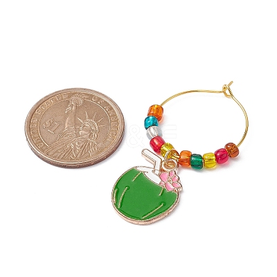 Fruit Alloy Enamel Wine Glass Charms AJEW-JO00224-1