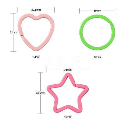 30Pcs 3 Style Spray Painted Iron Split Key Rings KEYC-LS0001-02-1