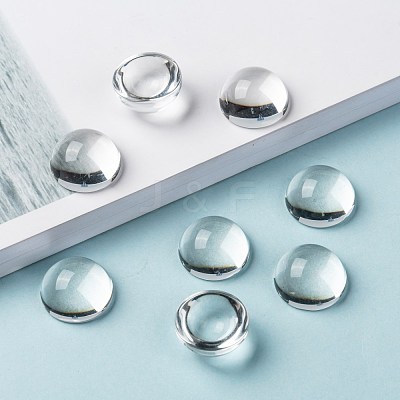 Transparent Half Round Glass Cabochons X-GGLA-R027-18mm-1