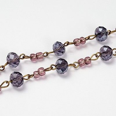 Glass Rondelle Beads Chains for Necklaces Bracelets Making AJEW-JB00116-05-1