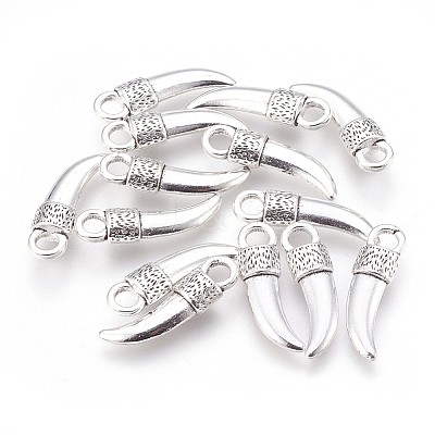 Tibetan Style Alloy Italian Horn Pendants X-TIBEP-EA13608Y-FF-1