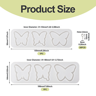 2Pcs 2 Styles DIY Butterfly Quicksand Silicone Molds DIY-TA0009-80-1