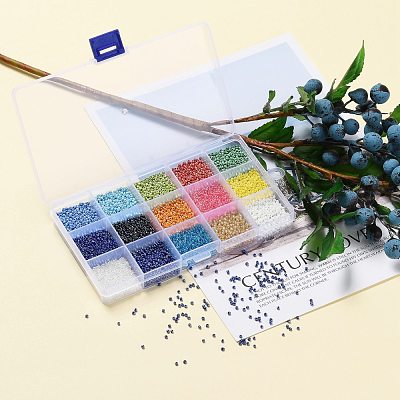 180G 15 Colors Glass Seed Beads SEED-JQ0003-01D-2mm-1