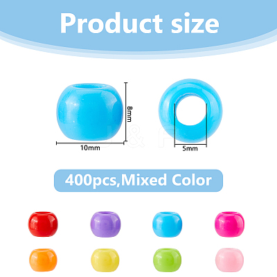 400Pcs Acrylic European Beads MACR-DC0001-16-1