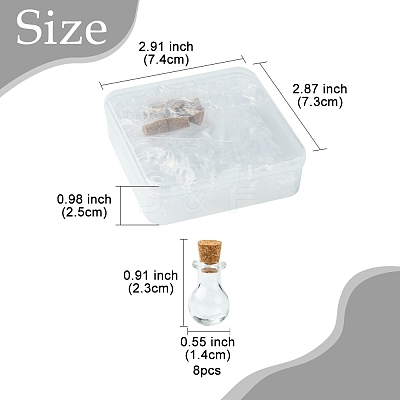 8Pcs Mini High Borosilicate Glass Bottle Bead Containers BOTT-FS0001-01-1