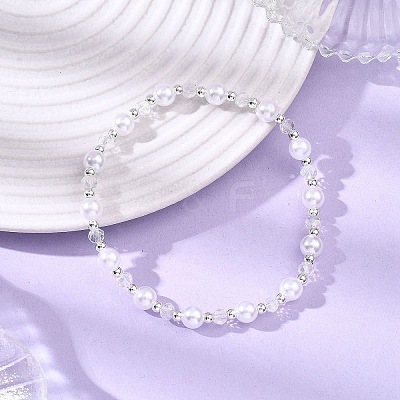 Round ABS Plastic Imitation Pearl Beads Bracelets BJEW-JB12838-1