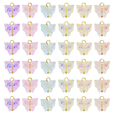 60Pcs 6 Colors Electroplate Transparent Glass Charms PALLOY-TAC0287-1