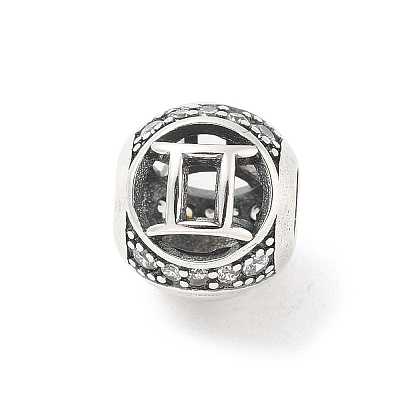 Brass Clear Cubic Zirconia European Beads LS-FIND-M049-01AS-08-1