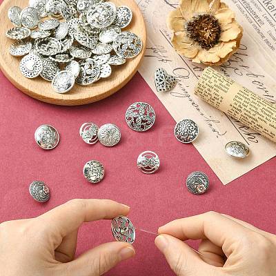 50Pcs 10 Styles Alloy Shank Buttons BUTT-CJ0001-09-1