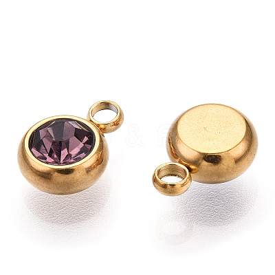 201 Stainless Steel Rhinestone Charms STAS-S068-06G-1