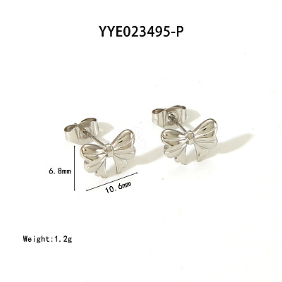 Elegant 304 Stainless Steel Bowknot Stud Earrings CR5364-2-1