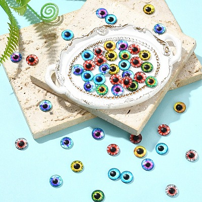Flat Back Glass Cabochons GGLA-YW0002-10mm-02A-1