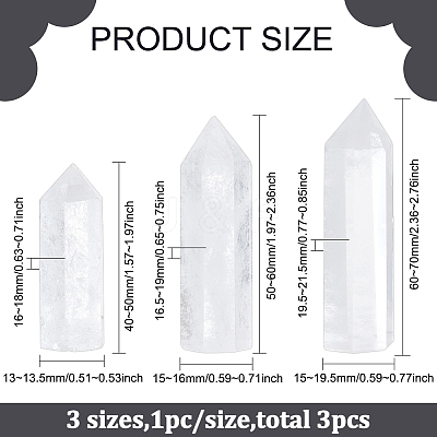 3Pcs 3 Style Point Tower Natural Quartz Crystal Home Display Decoration DJEW-BC0001-22A-1