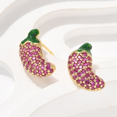 Brass Micro Pave Cubic Zirconia Stud Earrings EJEW-Q015-13G-02-1