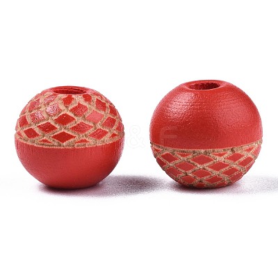 Painted Natural Wood Beads WOOD-S057-072-1