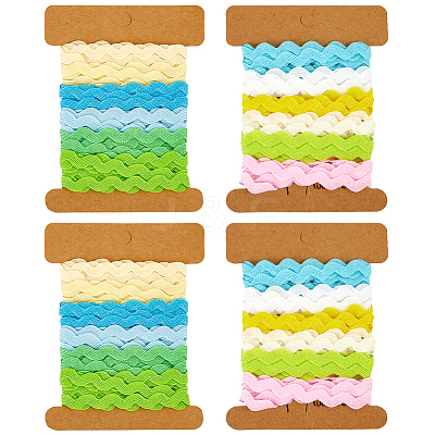 4 Cards 2 Styles Polyester Wavy Fringe Trim Ribbon DIY-GF0009-48D-1